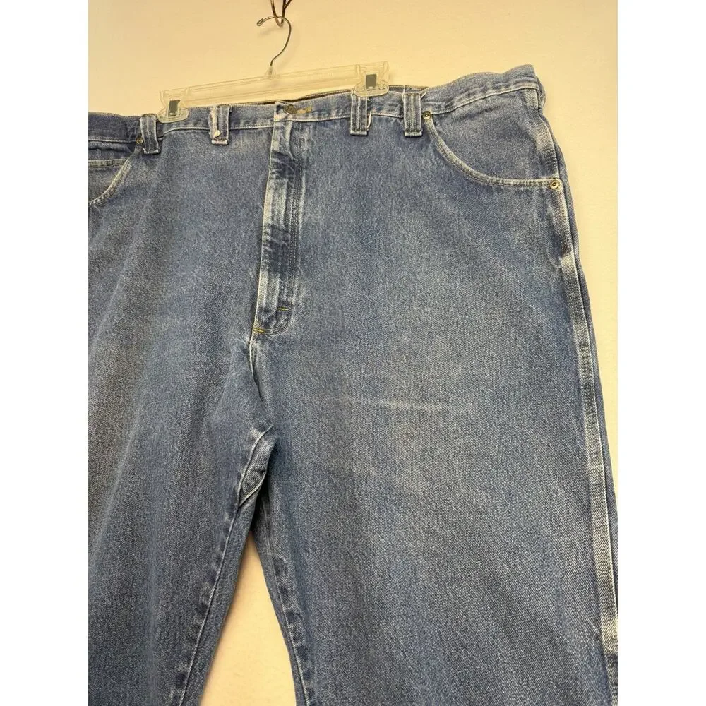 Wrangler Riggs Workwear Jeans Mens 50X30 Blue Denim Relaxed Carpenter Streetwear